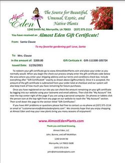 $500 Gift Certificate from Almost Eden